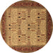 Round Oriental Brown Industrial Rug, urb1490brn