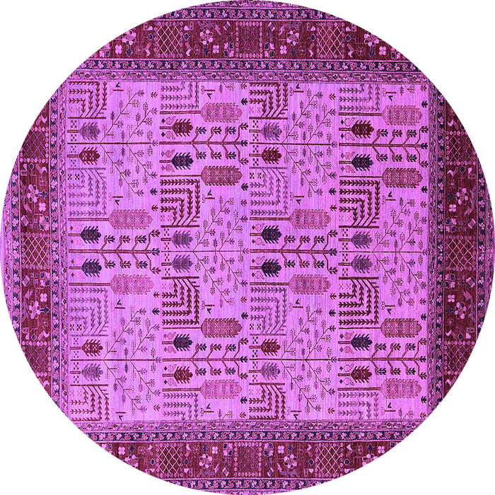 Round Machine Washable Oriental Purple Industrial Area Rugs, wshurb1490pur