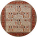 Round Mid-Century Modern Red Oriental Rug, urb1490