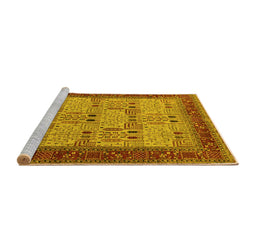 Sideview of Machine Washable Oriental Yellow Industrial Rug, wshurb1490yw
