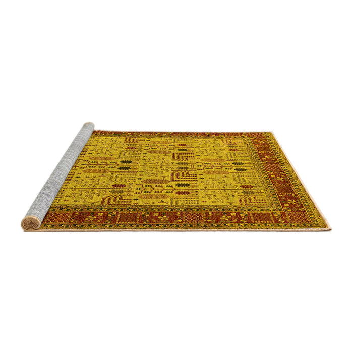 Sideview of Machine Washable Oriental Yellow Industrial Rug, wshurb1490yw