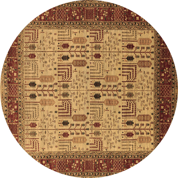 Round Machine Washable Oriental Brown Industrial Rug, wshurb1490brn