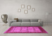 Machine Washable Oriental Pink Industrial Rug in a Living Room, wshurb1490pnk