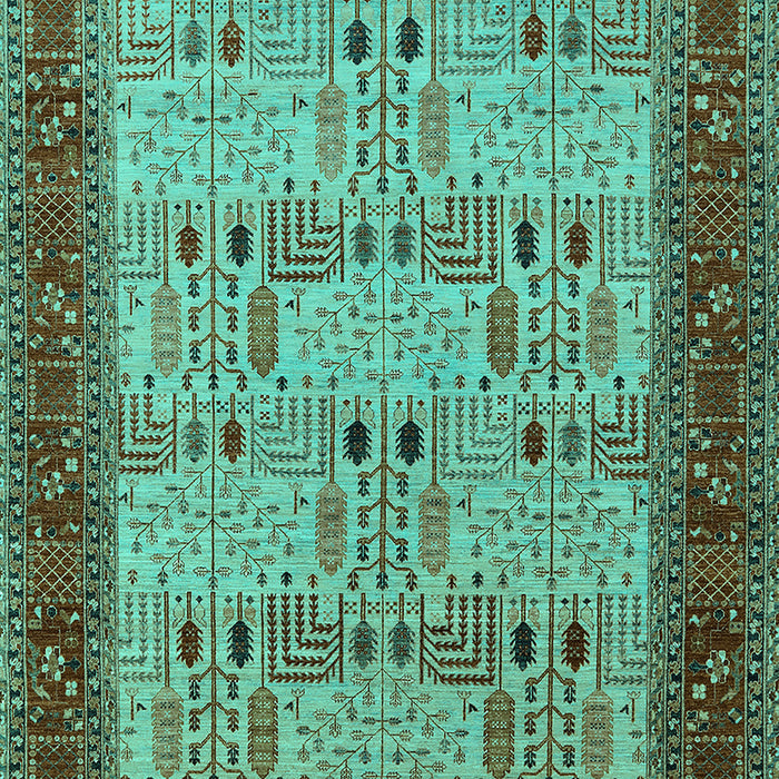 Machine Washable Oriental Turquoise Industrial Area Rugs, wshurb1490turq