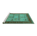 Sideview of Machine Washable Oriental Turquoise Industrial Area Rugs, wshurb1490turq