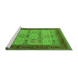 Sideview of Machine Washable Oriental Green Industrial Area Rugs, wshurb1490grn