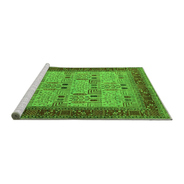 Sideview of Machine Washable Oriental Green Industrial Area Rugs, wshurb1490grn