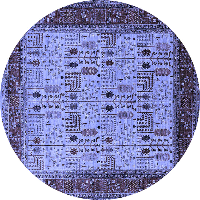 Round Oriental Blue Industrial Rug, urb1490blu