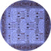 Round Oriental Blue Industrial Rug, urb1490blu