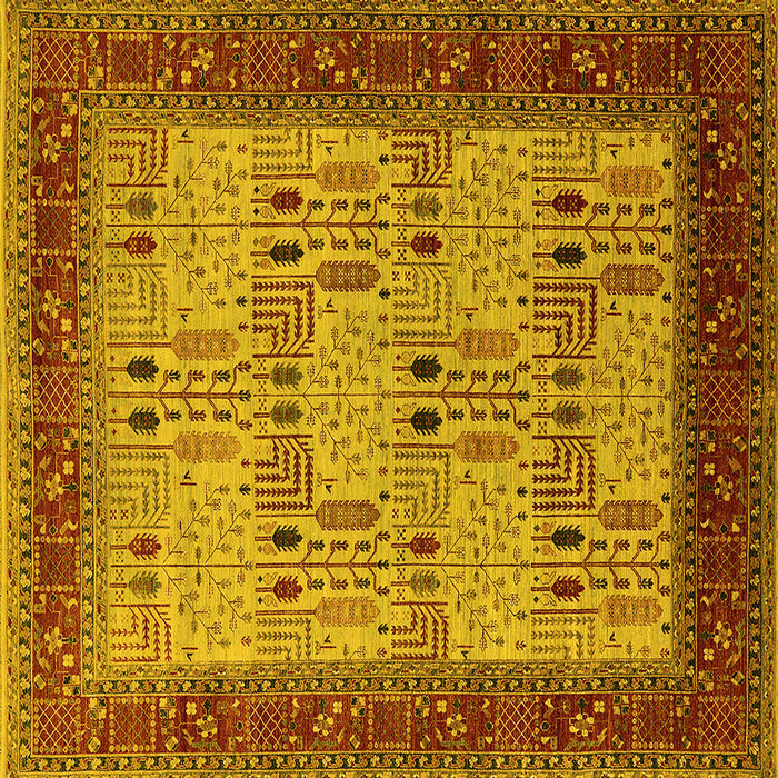 Square Machine Washable Oriental Yellow Industrial Rug, wshurb1490yw