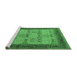 Sideview of Machine Washable Oriental Emerald Green Industrial Area Rugs, wshurb1490emgrn