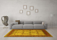 Machine Washable Oriental Yellow Industrial Rug, wshurb1490yw