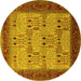 Round Oriental Yellow Industrial Rug, urb1490yw