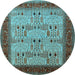 Round Oriental Light Blue Industrial Rug, urb1490lblu