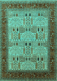 Oriental Turquoise Industrial Rug, urb1490turq