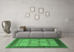 Machine Washable Oriental Emerald Green Industrial Area Rugs in a Living Room,, wshurb1490emgrn