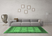 Machine Washable Oriental Emerald Green Industrial Rug, wshurb1490emgrn