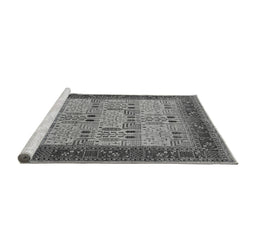 Sideview of Machine Washable Oriental Gray Industrial Rug, wshurb1490gry