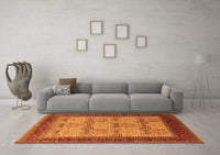 Machine Washable Oriental Orange Industrial Rug, wshurb1490org