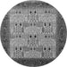 Round Oriental Gray Industrial Rug, urb1490gry