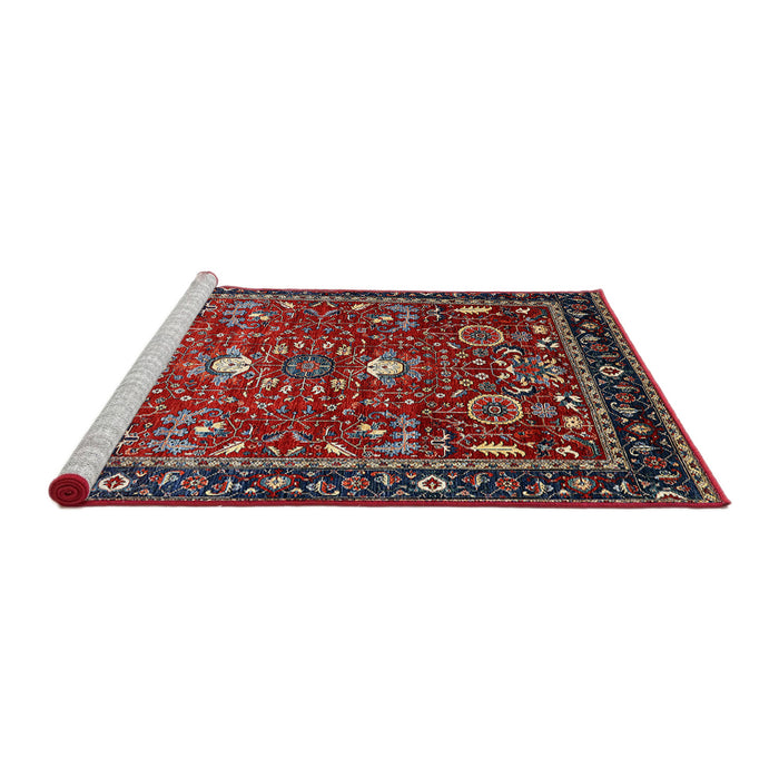 Sideview of Machine Washable Industrial Modern Cranberry Red Rug, wshurb1491