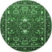 Round Oriental Emerald Green Industrial Rug, urb1491emgrn