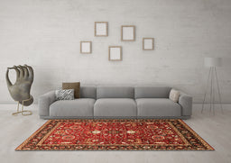 Machine Washable Oriental Orange Industrial Area Rugs in a Living Room, wshurb1491org
