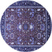 Round Machine Washable Oriental Blue Industrial Rug, wshurb1491blu