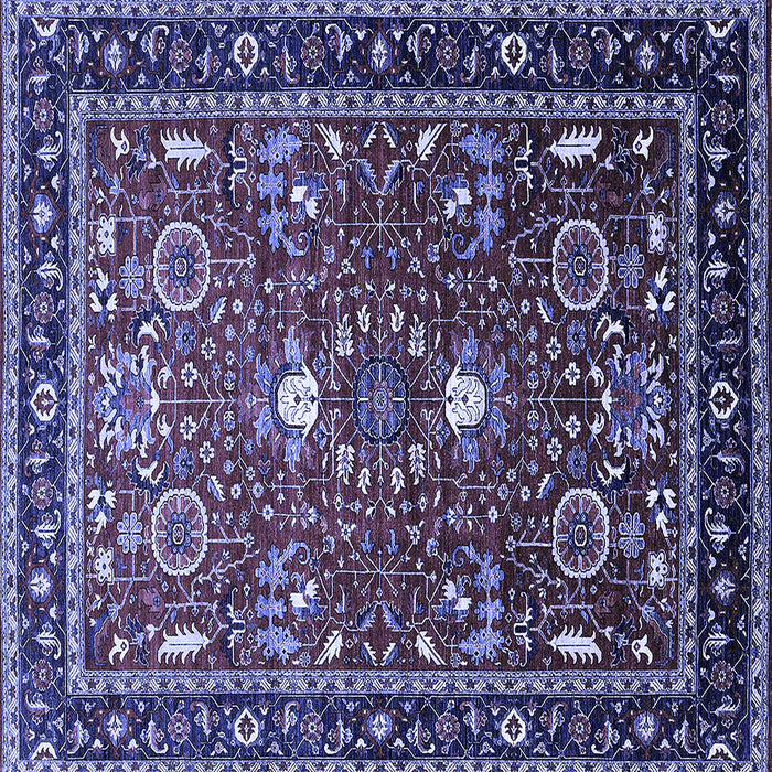 Square Machine Washable Oriental Blue Industrial Rug, wshurb1491blu