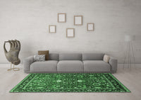 Machine Washable Oriental Emerald Green Industrial Rug, wshurb1491emgrn