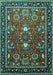 Machine Washable Oriental Turquoise Industrial Area Rugs, wshurb1491turq