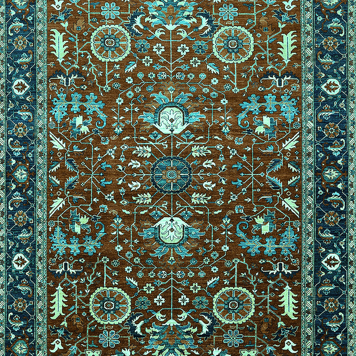 Machine Washable Oriental Turquoise Industrial Area Rugs, wshurb1491turq