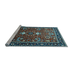 Sideview of Machine Washable Oriental Light Blue Industrial Rug, wshurb1491lblu