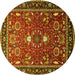 Round Oriental Yellow Industrial Rug, urb1491yw