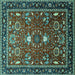 Square Oriental Turquoise Industrial Rug, urb1491turq