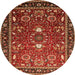 Round Oriental Orange Industrial Rug, urb1491org