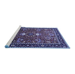 Sideview of Machine Washable Oriental Blue Industrial Rug, wshurb1491blu