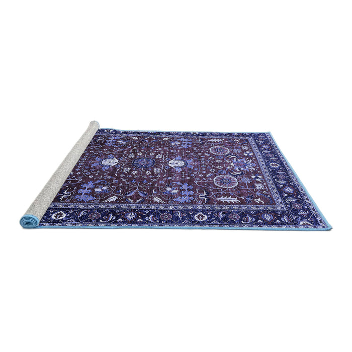 Sideview of Machine Washable Oriental Blue Industrial Rug, wshurb1491blu