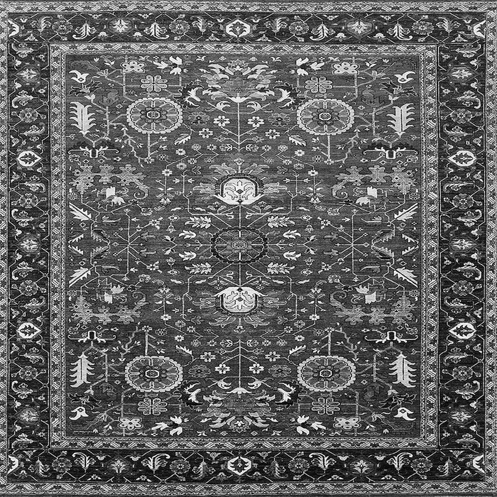 Square Machine Washable Oriental Gray Industrial Rug, wshurb1491gry