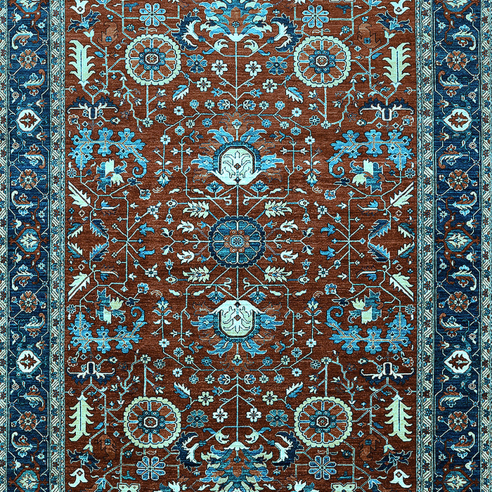 Machine Washable Oriental Light Blue Industrial Rug, wshurb1491lblu