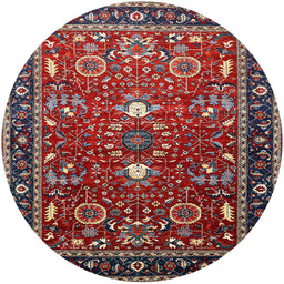 Round Machine Washable Industrial Modern Cranberry Red Rug, wshurb1491