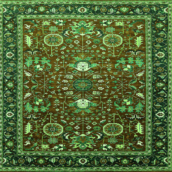 Square Oriental Green Industrial Rug, urb1491grn