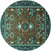 Round Oriental Turquoise Industrial Rug, urb1491turq