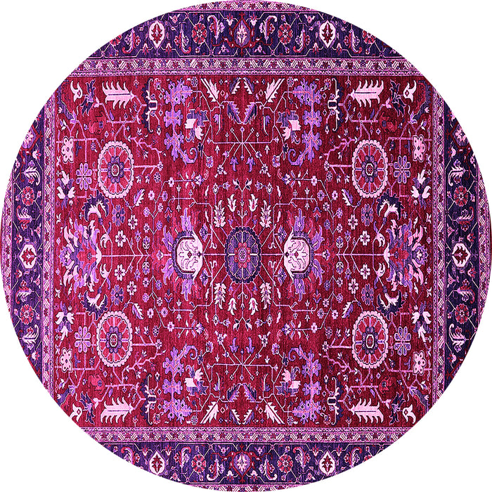 Round Oriental Pink Industrial Rug, urb1491pnk