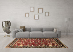 Machine Washable Oriental Brown Industrial Rug in a Living Room,, wshurb1491brn