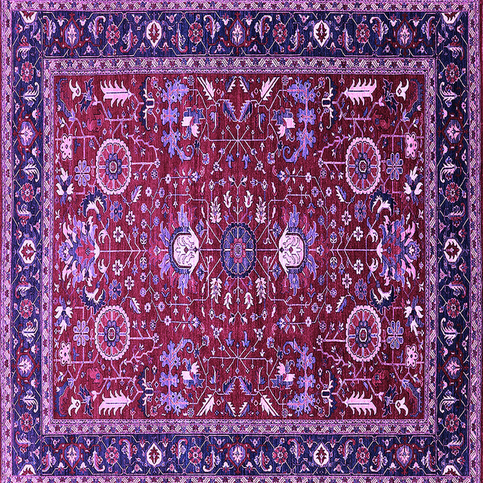 Square Machine Washable Oriental Purple Industrial Area Rugs, wshurb1491pur