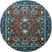 Round Oriental Light Blue Industrial Rug, urb1491lblu