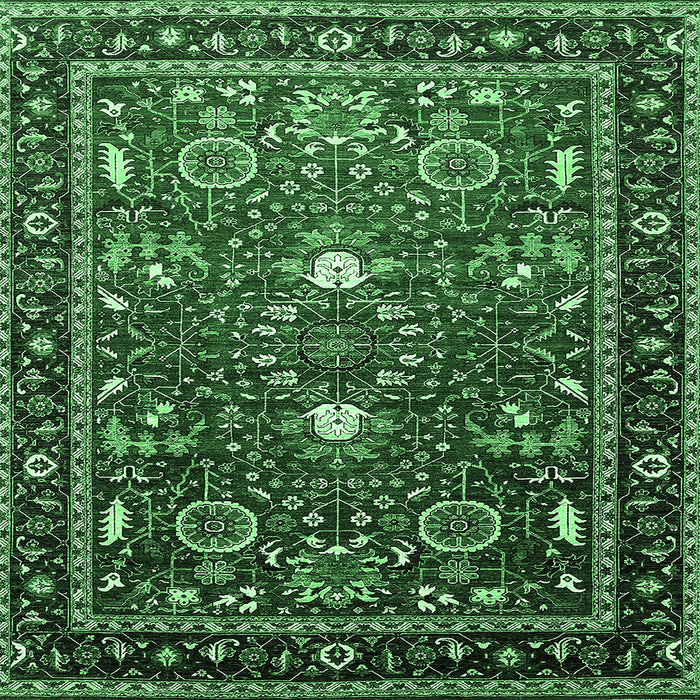 Square Machine Washable Oriental Emerald Green Industrial Area Rugs, wshurb1491emgrn