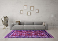 Machine Washable Oriental Purple Industrial Rug, wshurb1491pur