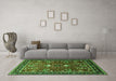 Machine Washable Oriental Green Industrial Area Rugs in a Living Room,, wshurb1491grn